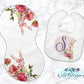 Rose Floral Bunny Baby Bib And Burp Cloth Set