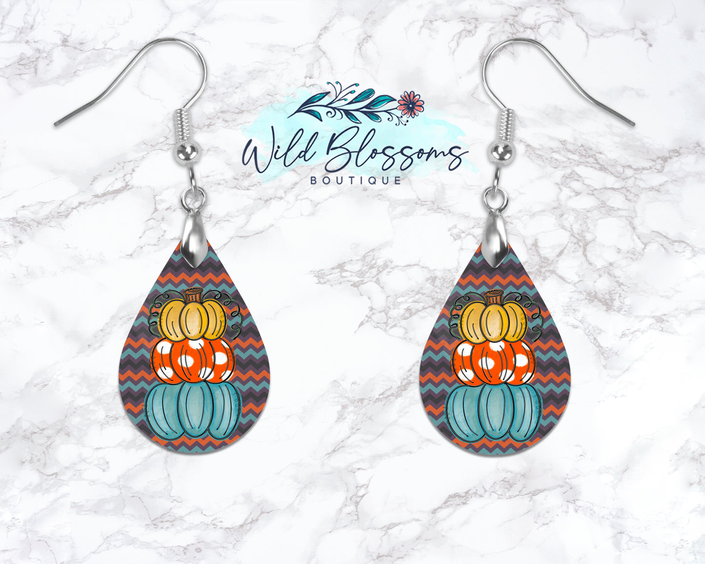 Chevron Stacked Pumpkin Drop Earrings