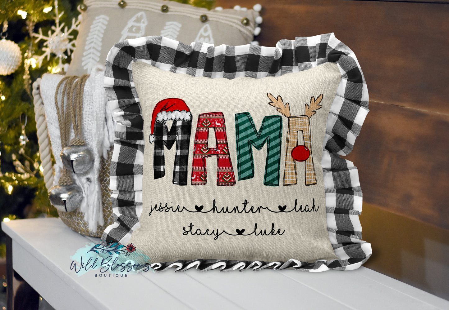 Christmas Alphabet Personalized Pillow