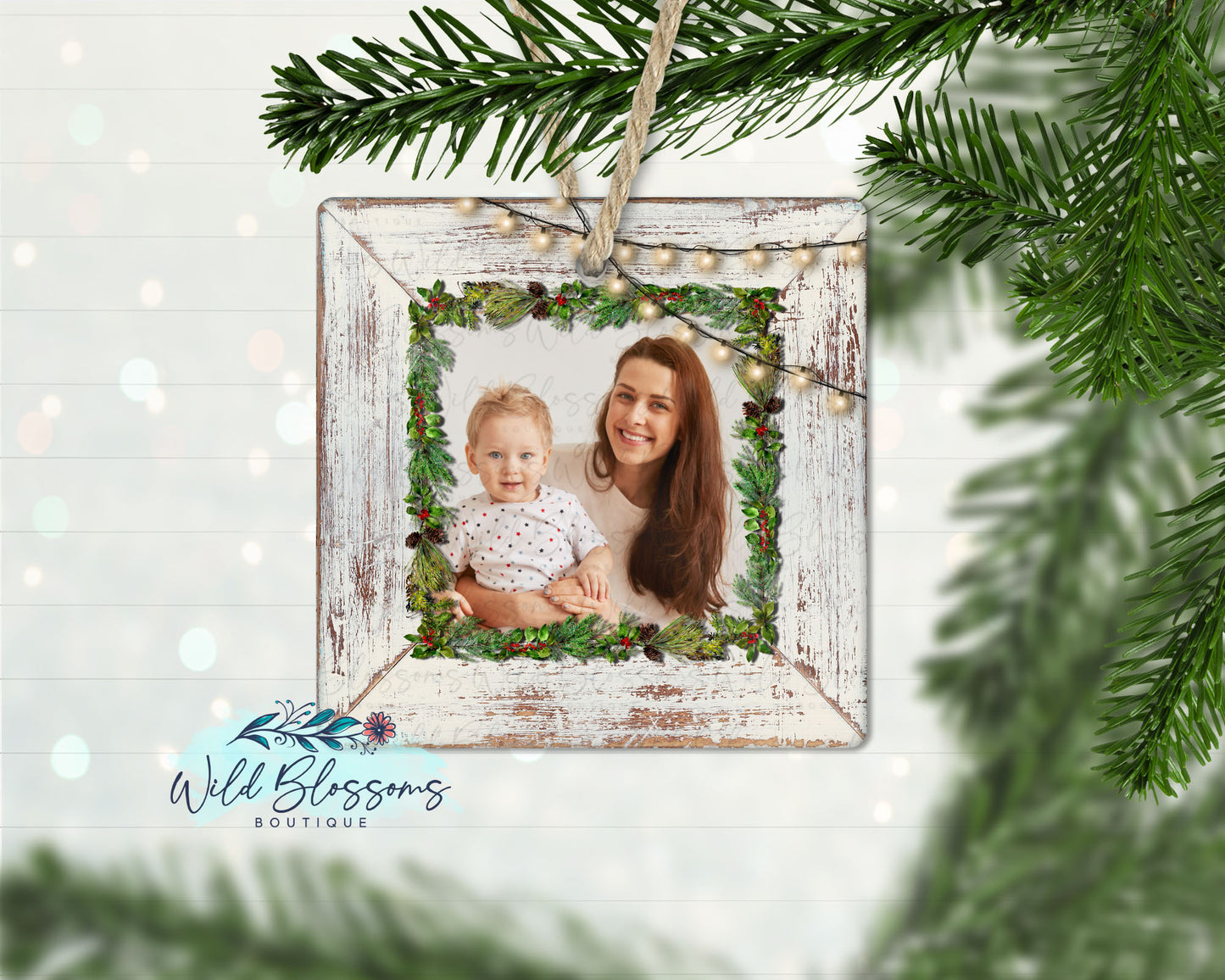 Christmas Wooden Frame Photo Ornament