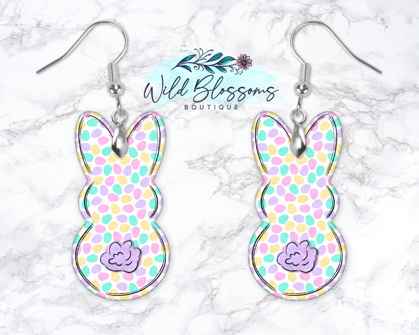 Colorful Easter Egg Bunny Drop Earrings