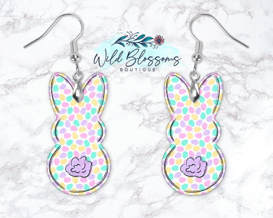 Colorful Easter Egg Bunny Drop Earrings