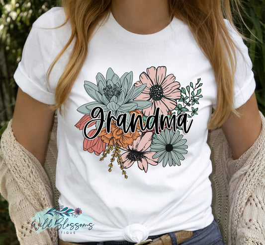 Floral Custom Name Mother's Day Graphic Tee