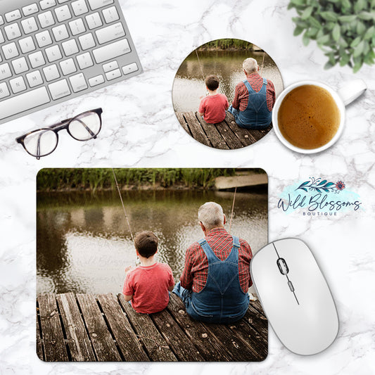 Custom Photo Personalized Mouse Pad And Coaster Desk Set