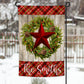 Christmas Plaid Star Wreath Garden Flag