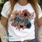 Dark Floral Custom Name Mother's Day Graphic Tee