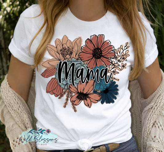Dark Floral Custom Name Mother's Day Graphic Tee