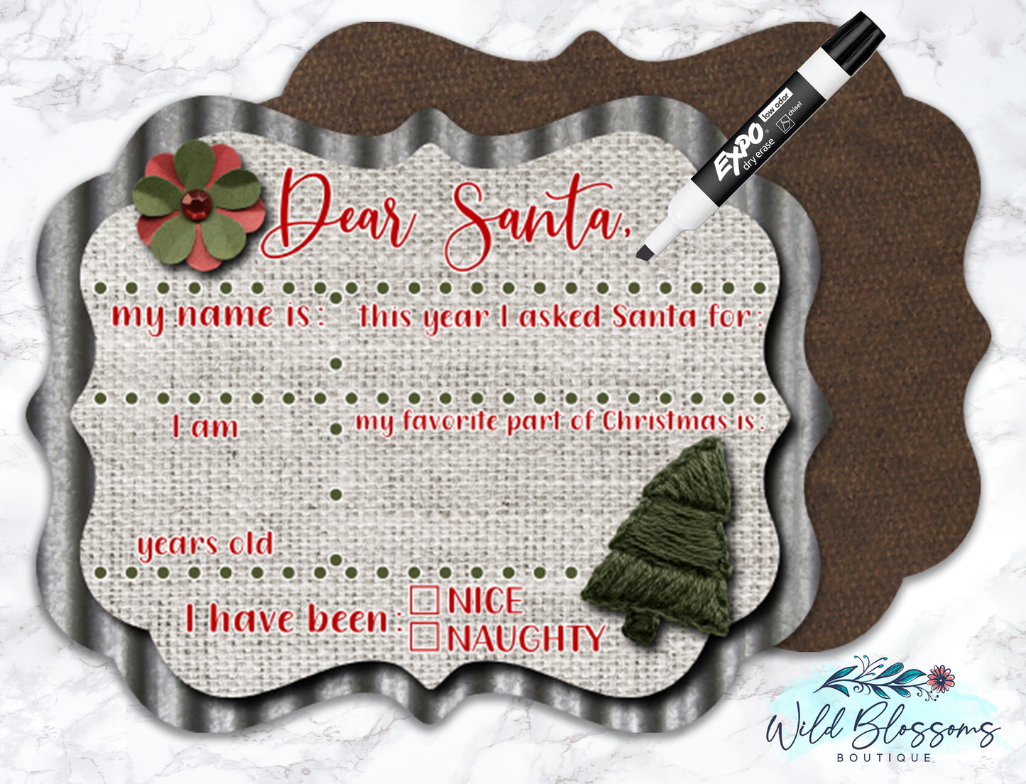 Dear Santa Dry Erase Board