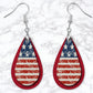 Distressed American Flag Leather Look Drop Earrings