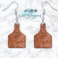 Floral Embossed Leather Look Cow Tag Drop Earrings