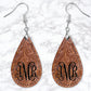 Embossed Leather Look Drop Earrings