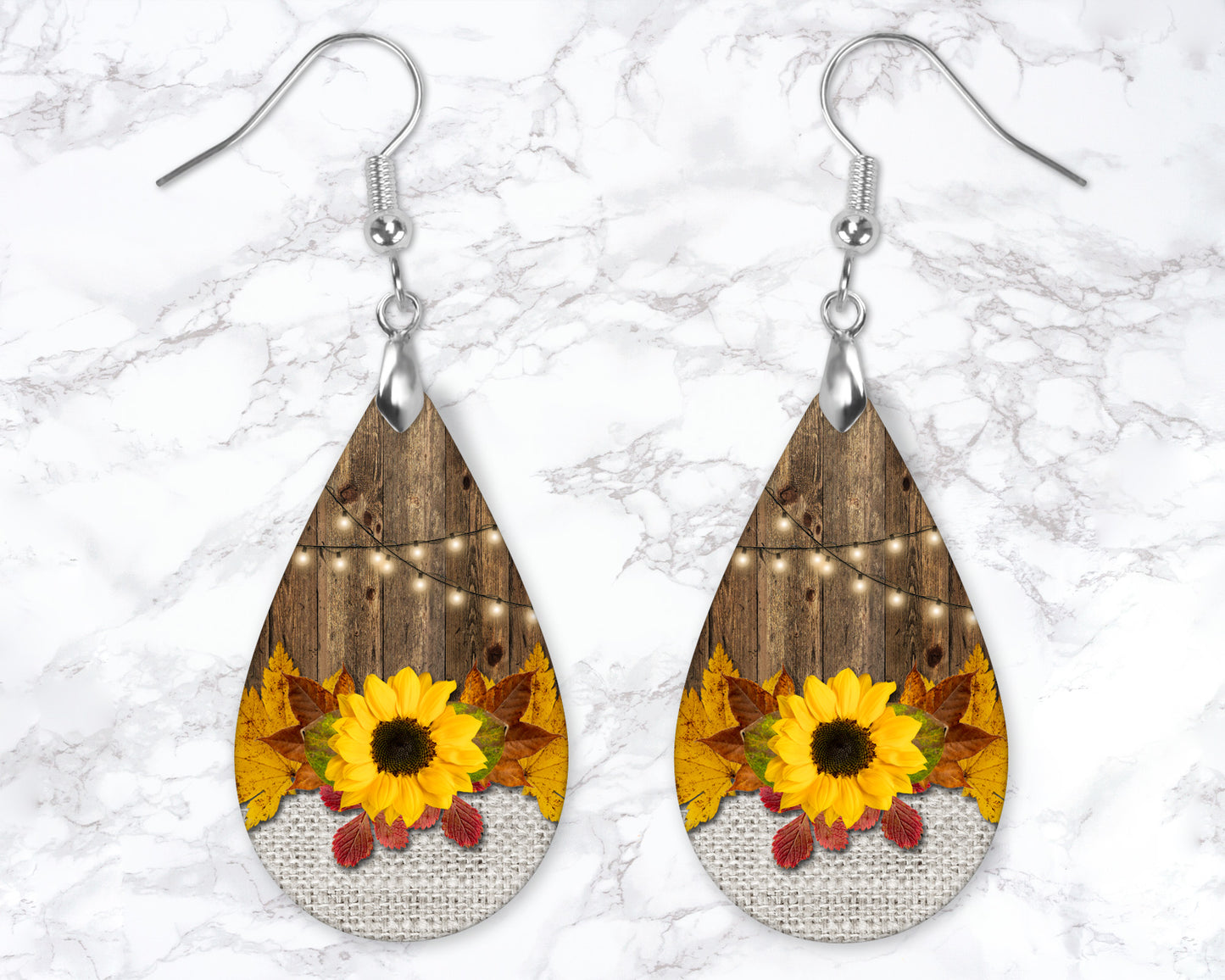 Fall Sunflower Drop Earrings