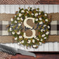 Farmhouse Buffalo Plaid Cotton Wreath Glass Cutting Board