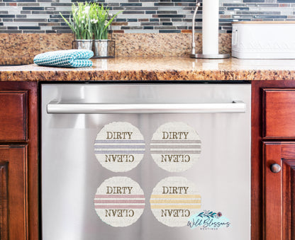 Farmhouse Grain Sack Ticking Clean / Dirty Dishwasher Magnet