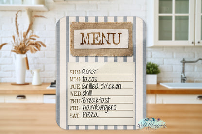 Farmhouse Grain Sack Ticking Menu Dry Erase Board