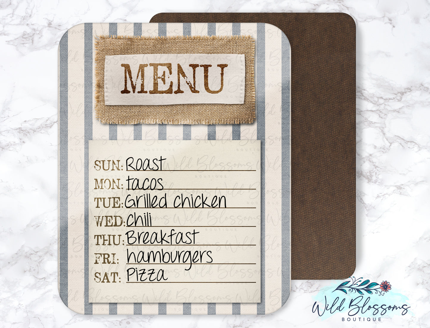 Farmhouse Grain Sack Ticking Menu Dry Erase Board