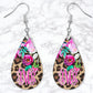 Floral Leopard Print Drop Earrings