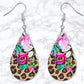 Floral Leopard Print Drop Earrings