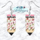 Wooden Floral Pencil Drop Earrings