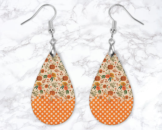 Floral Pumpkin Drop Earrings