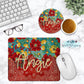 Floral Red Bandana Personalized Mouse Pad And Coaster Desk Set