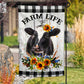 Farm Life Floral Cow Garden Flag