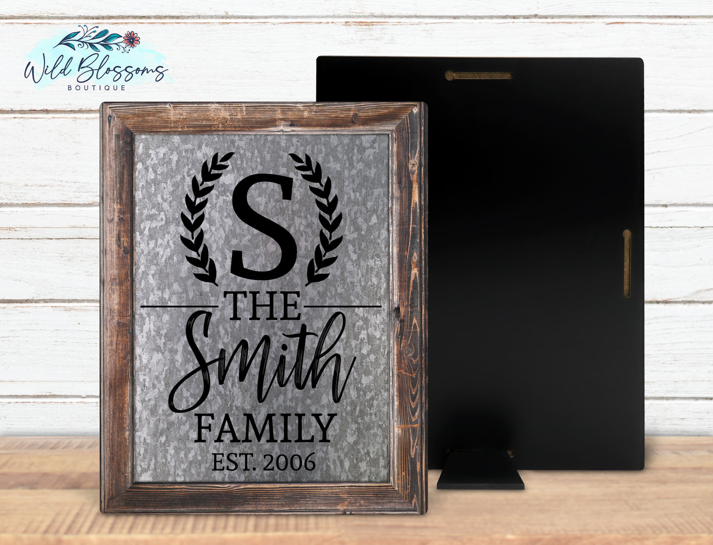 Galvanized Tin And Wooden Frame Family Name Sign