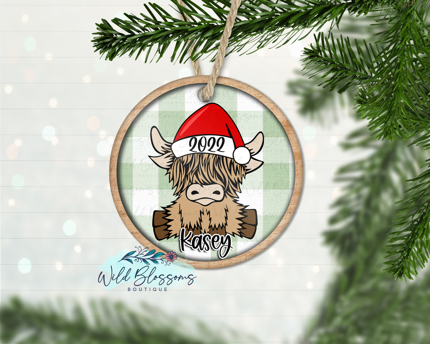 Christmas Highland Cow Ornament