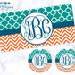 Green And Orange Monogram Car Coasters