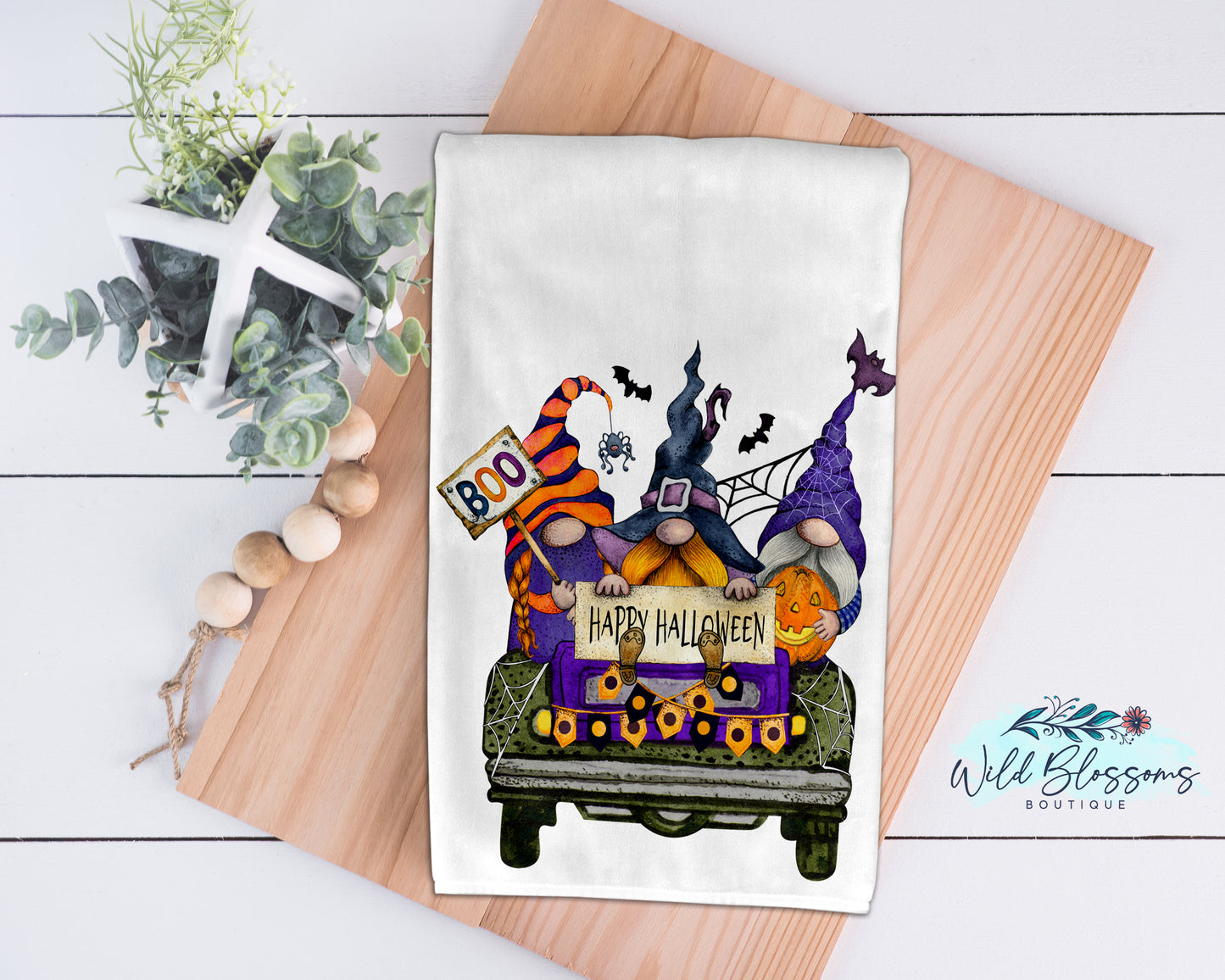 Happy Halloween Gnome Truck Kitchen Towel