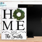 Wooden Home Boxwood Wreath Family Name Sign