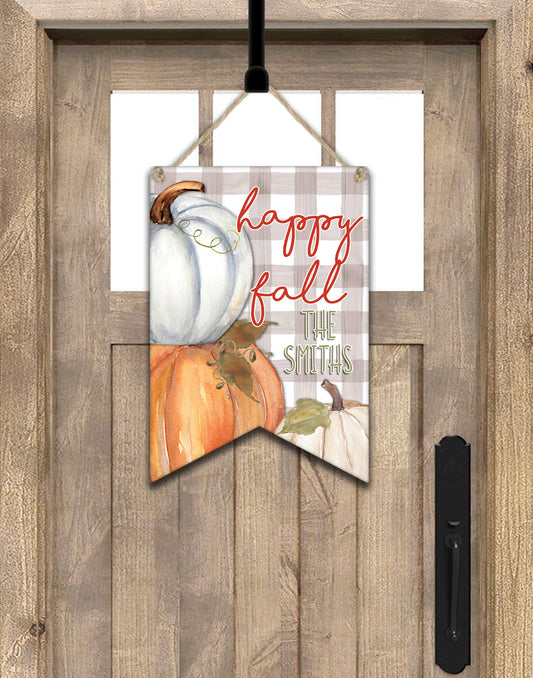 Happy Fall Pumpkin Bunting Door Hanger