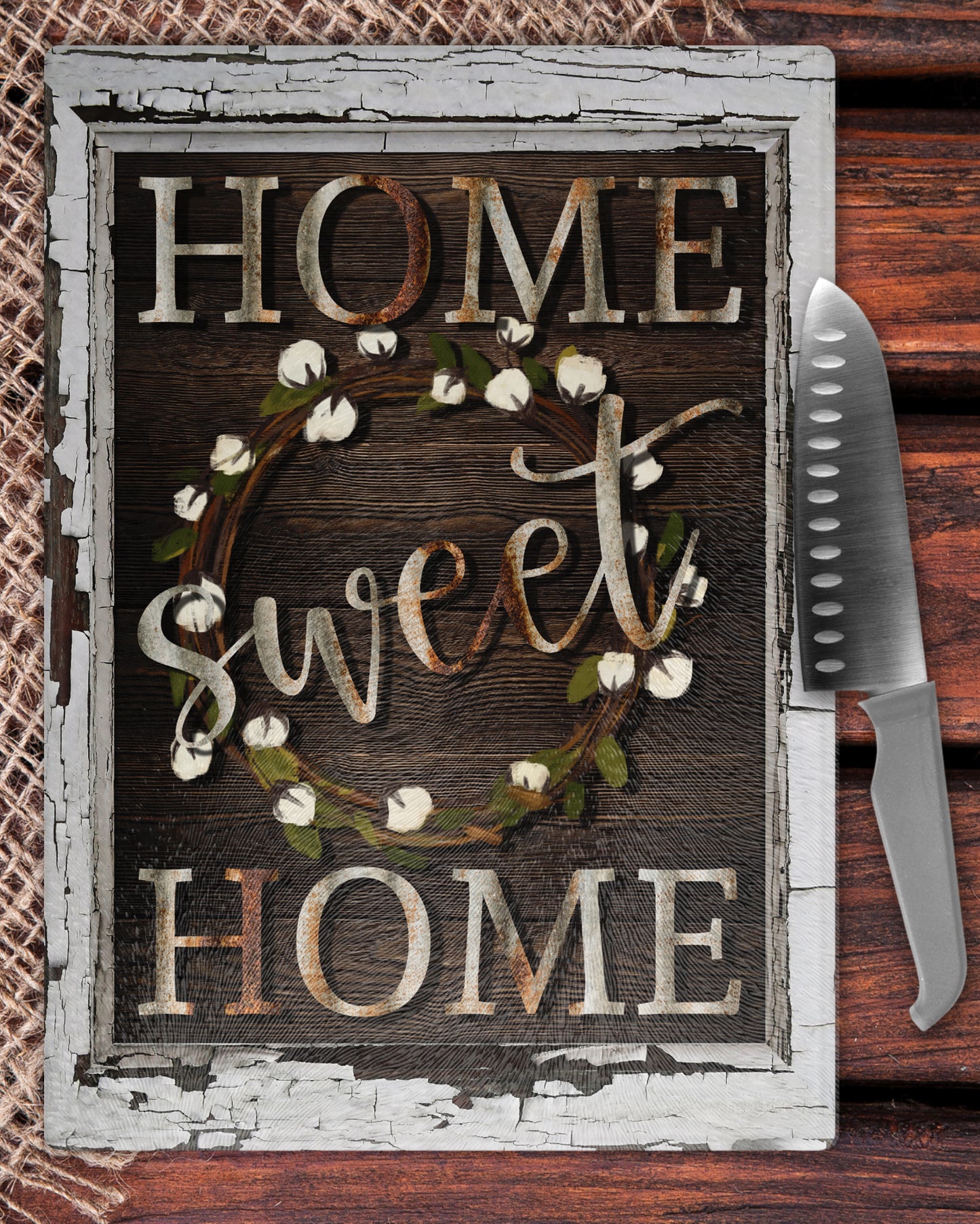 Home Sweet Home Glass Cutting Board