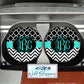 Black And Teal Monogram Car Coasters