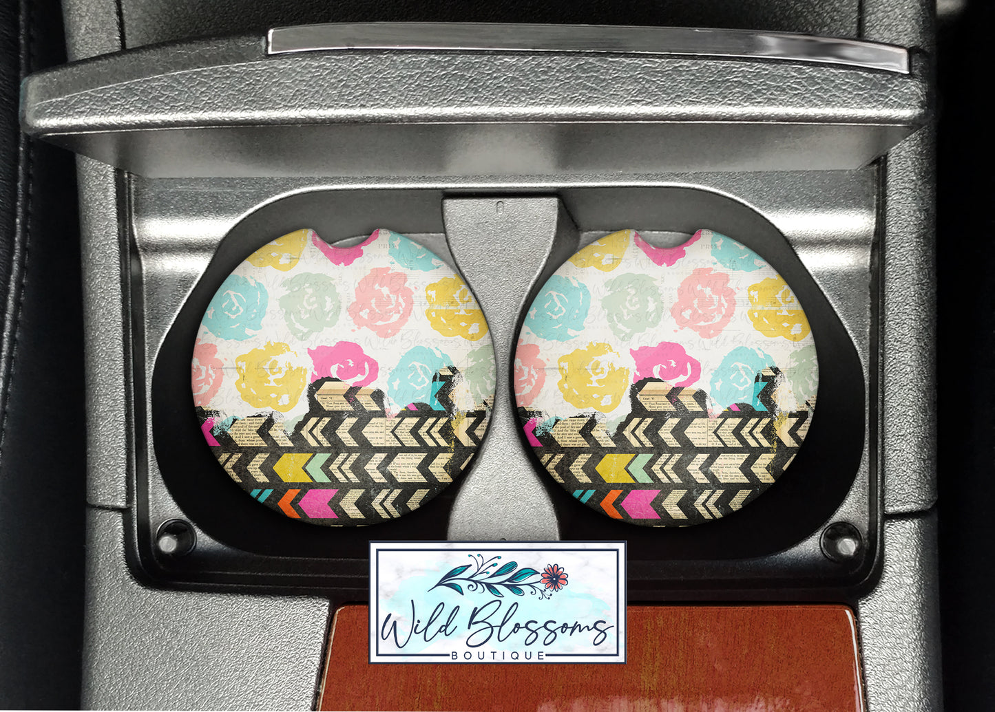 Boho Floral Car Coasters