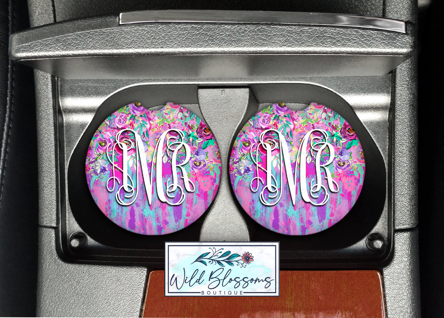 Bright Acrylic Floral Car Coasters