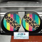Glitter Leopard Print Bright Paint Strokes Car Coasters
