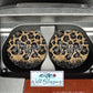 Leopard Print And Black Glitter Car Coasters
