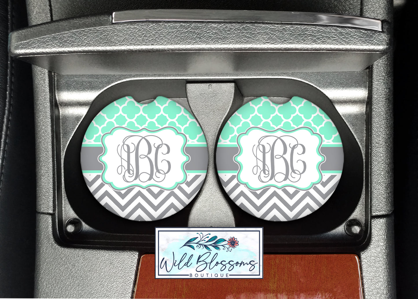 Mint And Grey Monogram License Plate