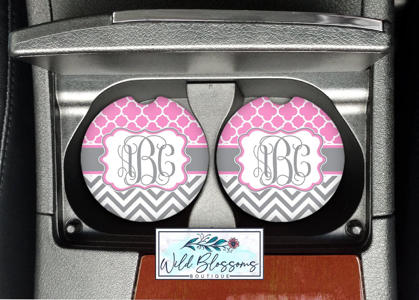 Pink And Grey Monogram License Plate