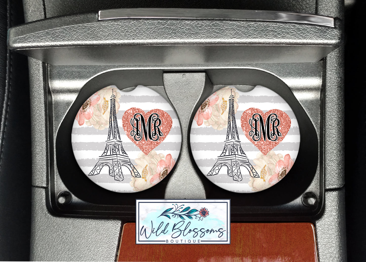 Rose Gold Eiffel Tower Car Coasters