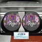 Wooden Grey And Purple Floral Car Coasters