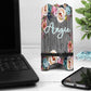 Wooden Indigo And Pink Floral Phone Stand