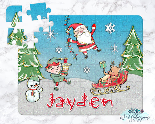 Personalized Jolly Santa and Friends Puzzle