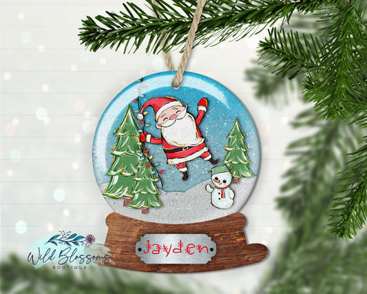 Jolly Santa And Friends Snow Globe Ornament