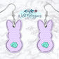 Lavender Quatrefoil Easter Bunny Drop Earrings
