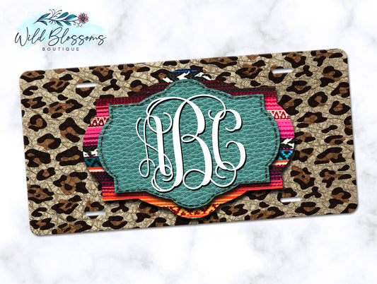 Leopard And Serape Print License Plate