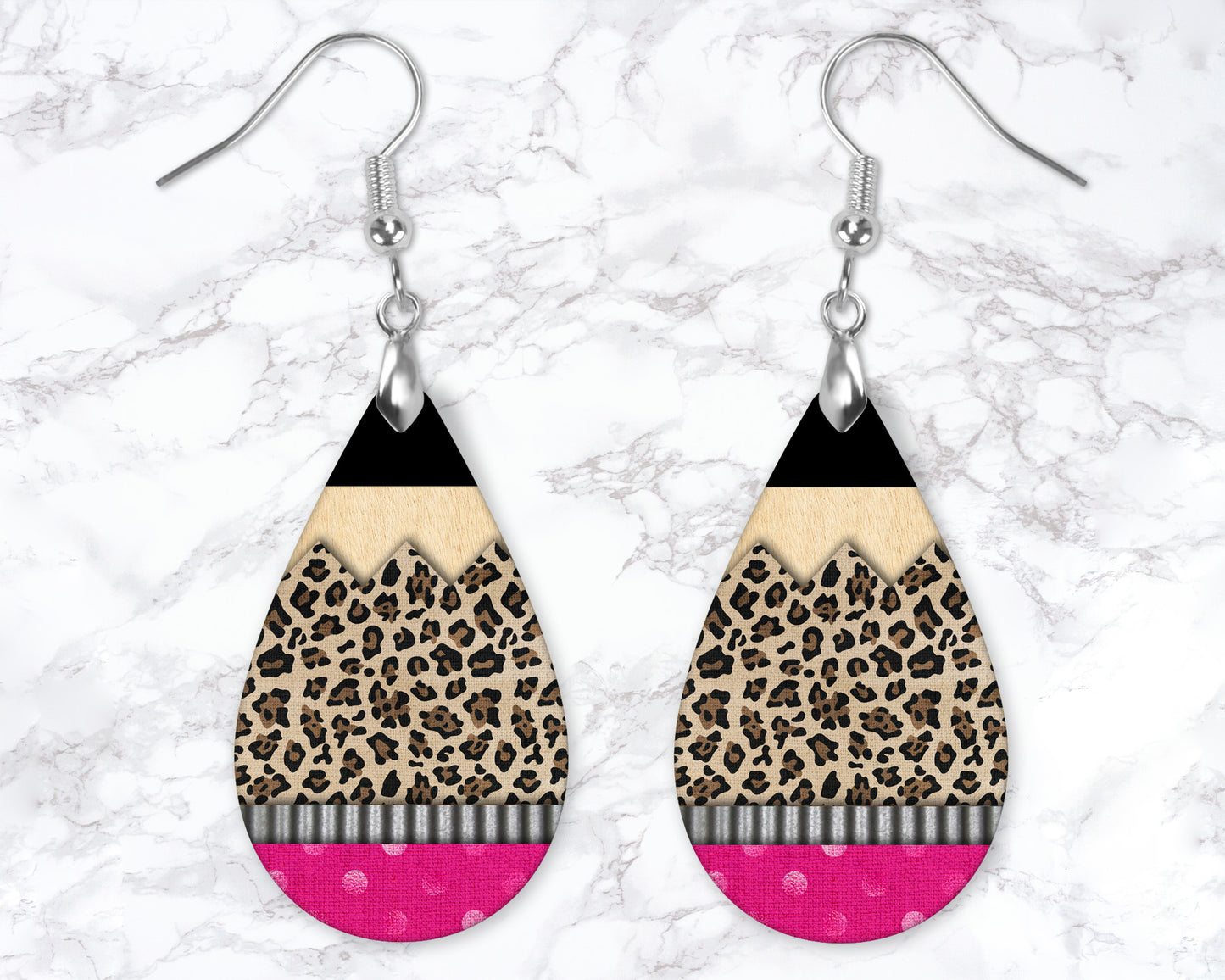 Leopard Print Pencil Drop Earrings