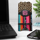 Leopard Print And Serape Leather Phone Stand