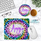 Tie Dye Leopard Print Personalized Mouse Pad And Coaster Desk Set